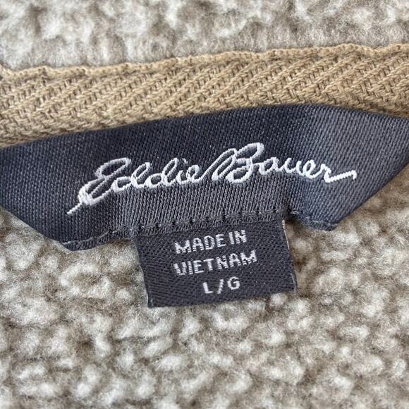 Eddie Bauer Quarter Zip Pullover Sweater Fleece Tan Men's Large - Picture 6 of 11